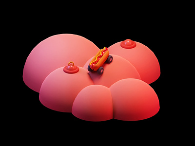 3D Boobie island 3d blender boobies boobs car cartoon cartoonish cue graphic design hot dog low poly piercing ring tities tits