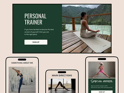 Personal trainer landing page ui uiux web design