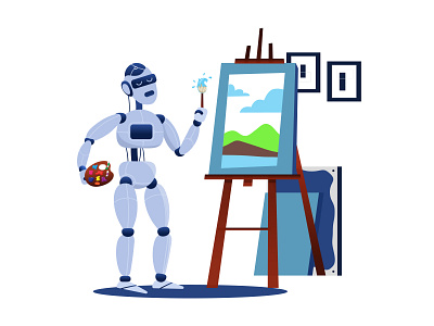 Robot painting illustration branding design graphic design illustration ux vector zart