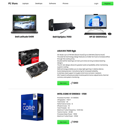 PC Store Web Page UI ui ui design ux web page