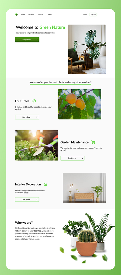 Plant Web Page UI app ui ux web page
