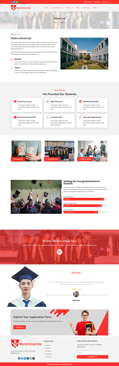 Mario University - College Elementor Template elementor kit modern simple design template template kit ui web page wordpress