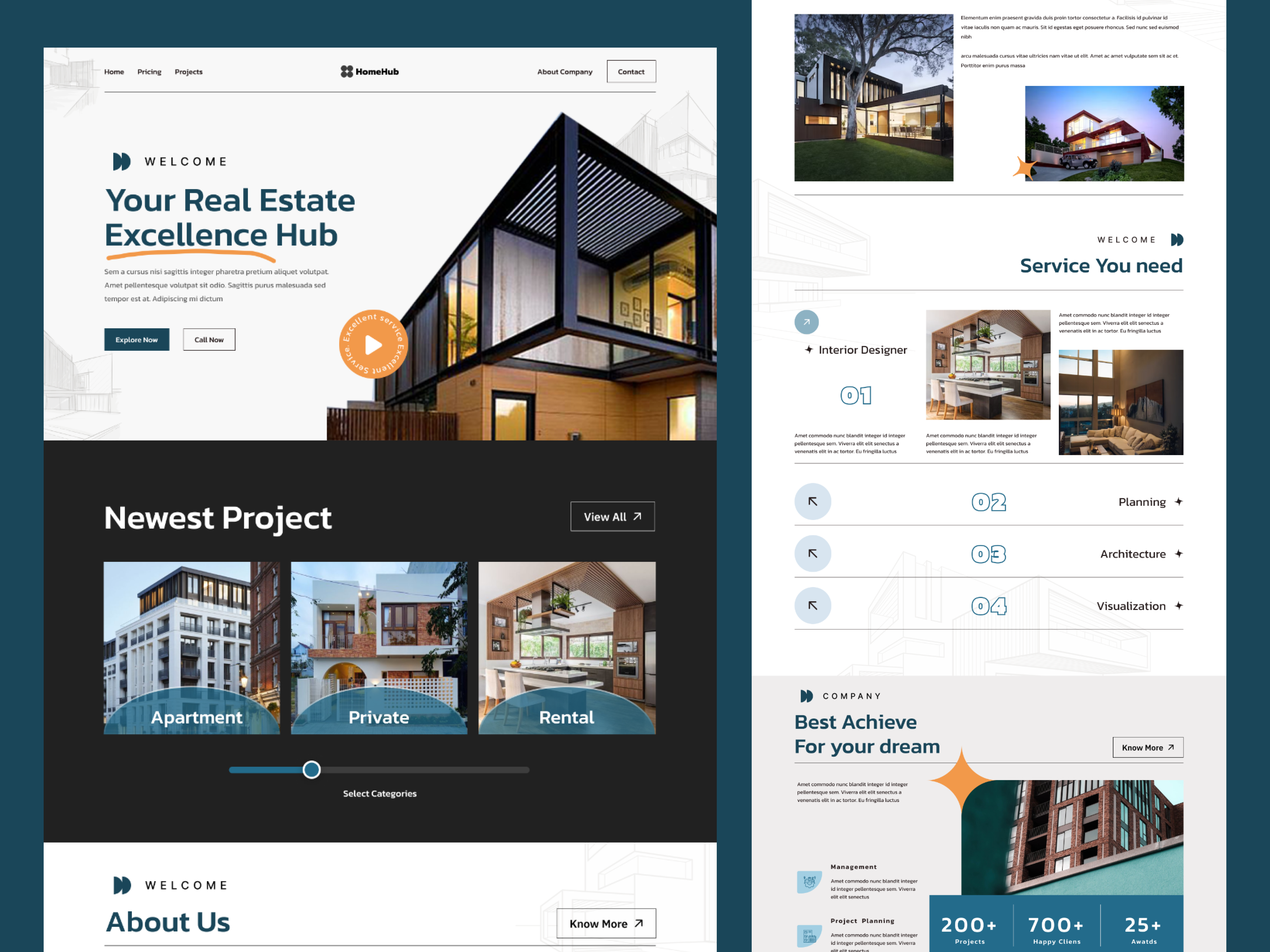Real Estate Landing Page architecture dream home home interiordesign landing page luxury homes oripio property real estate agency real estate landing page realestate residence ui web design
