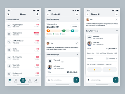 Finster: AI Integrated Mobile App Fintech Online Banking ai ai assistant ai feature ai integrated artificial intelligence bank banking bard chat chatgpt ewallet finance financial mobile mobile app mobile first money openai saas tracking