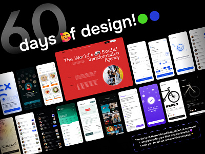 60 days of design post! achievement app design challenge community daily ui challenge dailyui design dribbble hype4academy interface malewicz michal malewicz product design thank you ui uiux user interface ux