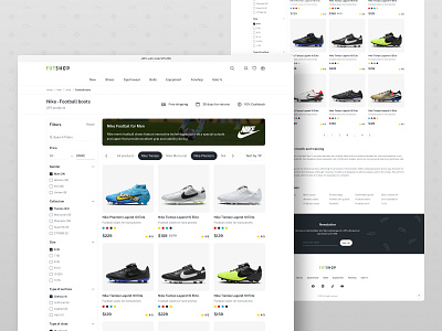 FutShop - Product List app clean company design ecommerce filtres football football shoes logo minimalist product product list shop ui ux web design website