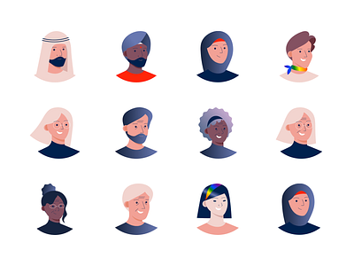 Inclusive illustrations arab avatar avatars colorful creative fill free global gradient hindu humans iconography icons illustrations inclusive islamic lgbt multicultural muslim people