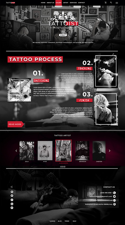 TATTOIST LANDING PAGE UI/UX adobe design digitalmedia graphicdesign landingpage learn photoshop portofolio tattoostudio uidesign webdesign