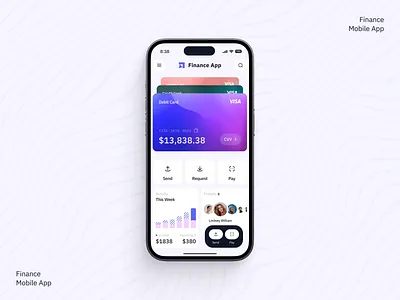 Finance App account analytic animation app bank company credit card finance fintech graph graphic design home minimalist mobile money saas startup ui uiux ux
