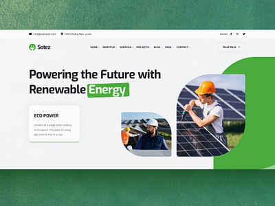 Solar web design eco power solar web ui ux web design website hero