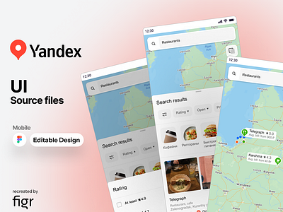 Yandex Mobile UI (Redesigned) cab figma hailing ios kit location maps mobile app navigation pin place ratings reviews ride road russian taxi ui ux user interface yandex