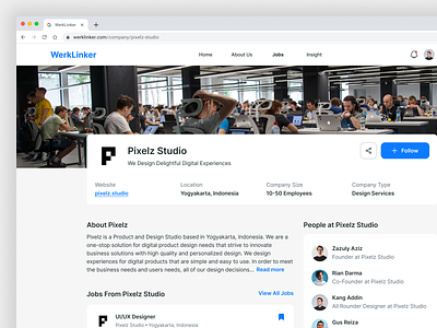 WerkLinker- Job Finder (Company Detail Pages) career company company details design find job find work hire hiring job job finder job listing job search landing landing page ui vacancy web website work