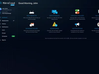 Networking Dashboard Redesign dashboard
