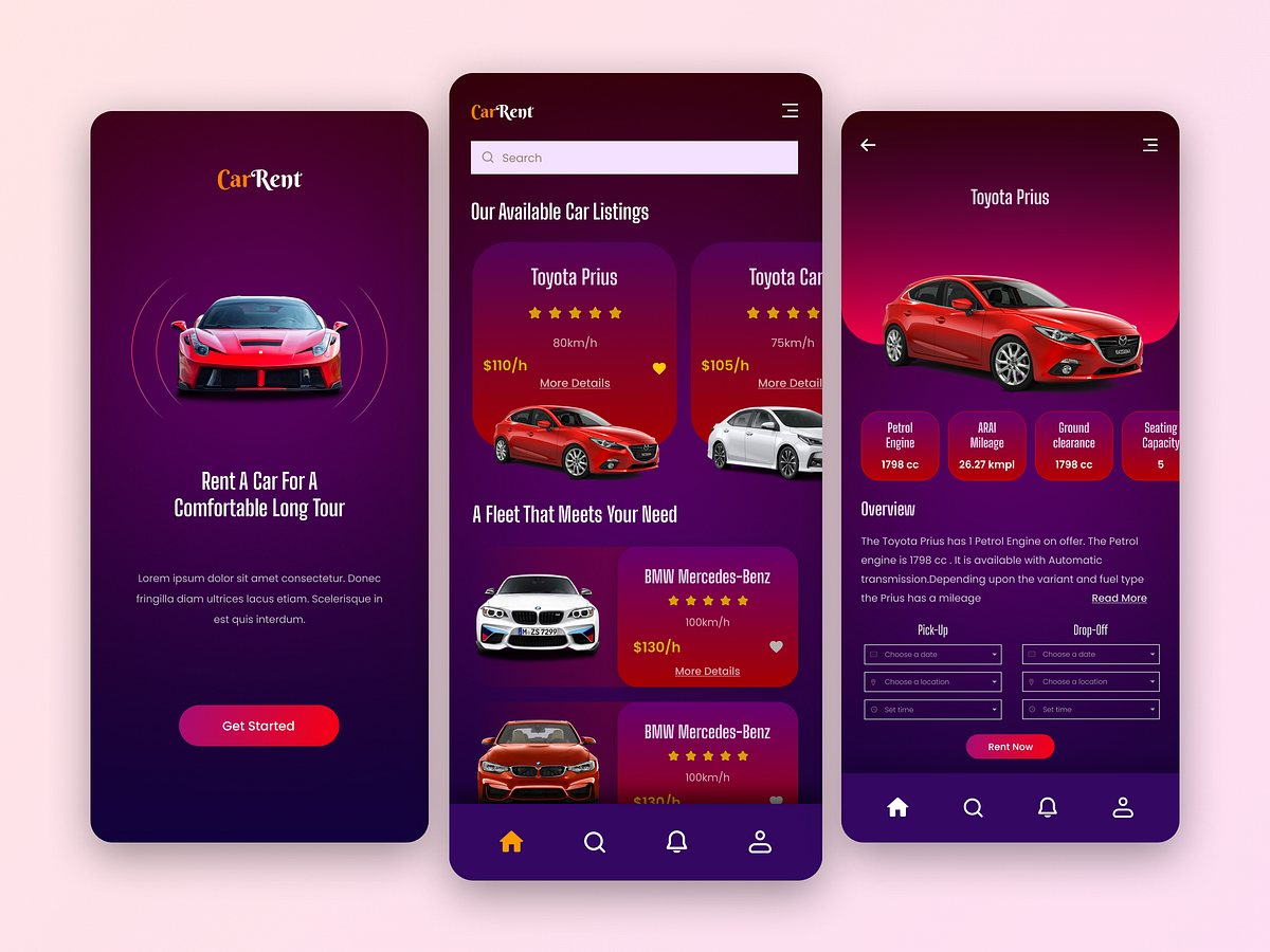 Car Rent App UI UX Design by Ashis Sarker on Dribbble
