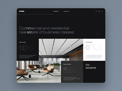 Stone | Premium Class Developer cards clean dark developer luxary mimimal premium real estate ui ux web