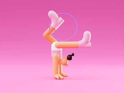 Gymnastics 3d 3d character blender boots character character design cinema4d design flat vector illustration olympics pink sport texture