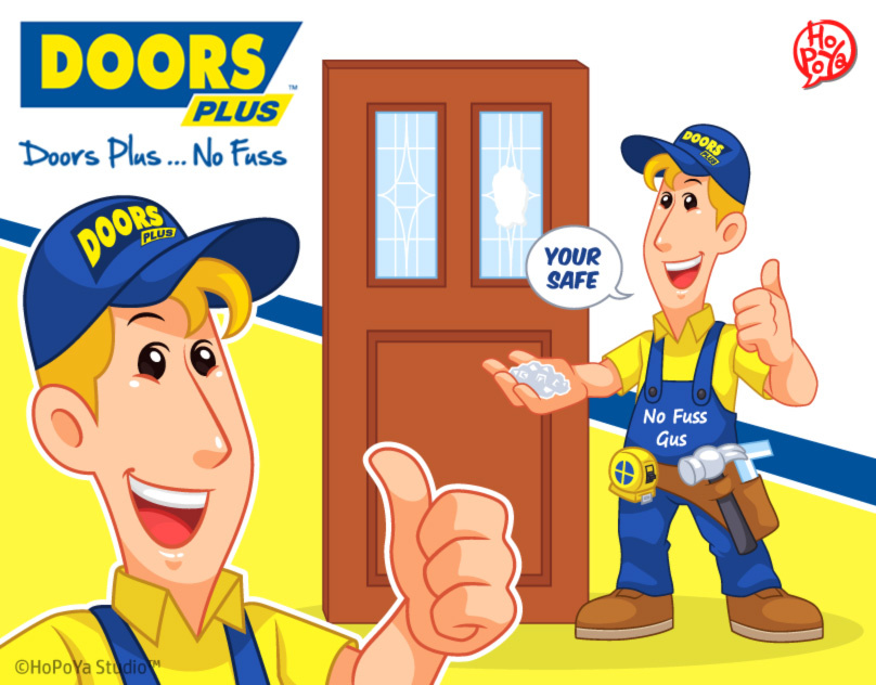Doors Plus Mascot Character Illustrations 2d cartoon character design graphic graphic design illustration mascot vector