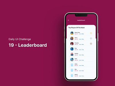 Daily UI Challenge 19 - Leaderboard dailyui dailyuichallenge design ui uidesign ux design