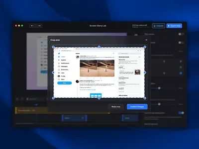 Crop area blue design clean ui conference dashboad design editor figma graphic design interface mac app macos screen recorder ui ui ux video video editor windows zoom