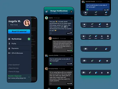 Designing Persuasive App Notifications with UI Expertise alert app badge ui button comment comment ui comments dark theme design figma gradient ios app ios dark menu ui mobile app notification notifications tab bar ui ui kit