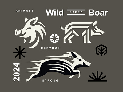 LOGO - WILD BOAR - 2024 animal boar branding design farm graphic design hunt hunter icon identity illustration logo marks pick speed symbol ui wild wild boar