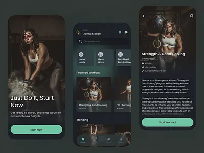 Fitness App app clean dark design fitness gym mobile sport ui ux workout