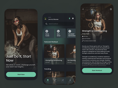 Fitness App app clean dark design fitness gym mobile sport ui ux workout