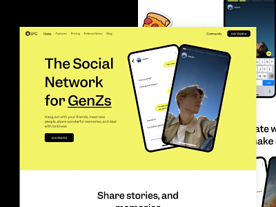 Web design for a genz social network design genz green social media web app webdesign