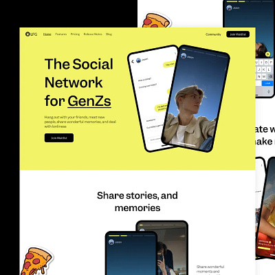 Web design for a genz social network design genz green social media web app webdesign