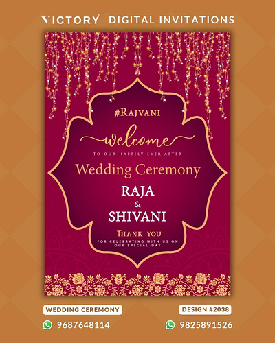 Wedding Standee With Floral & Mandala Patterns, Design no.2038 graphic design