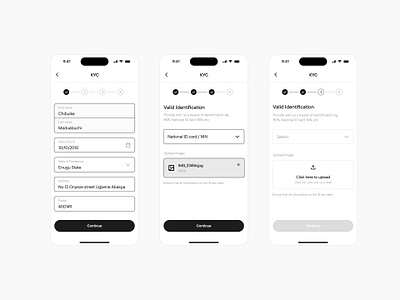 Exhibit A design kyc mobile mobiledesign monochrome productdesign signin signup typography ui uidesign uiscreen ux visualdesign