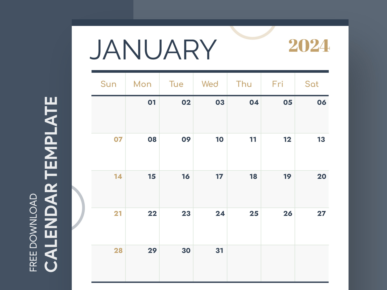 January 2024 Calendar Free Google Docs Template by Free Google Docs