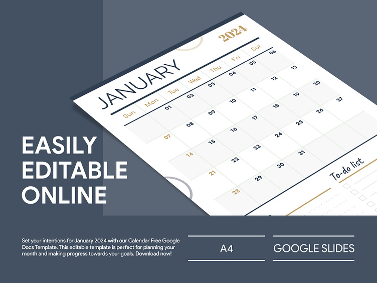 January 2024 Calendar Free Google Docs Template by Free Google Docs