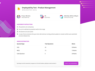 Aptitude Test - Employment Test - Concept Design aptitude test exam saas test ui