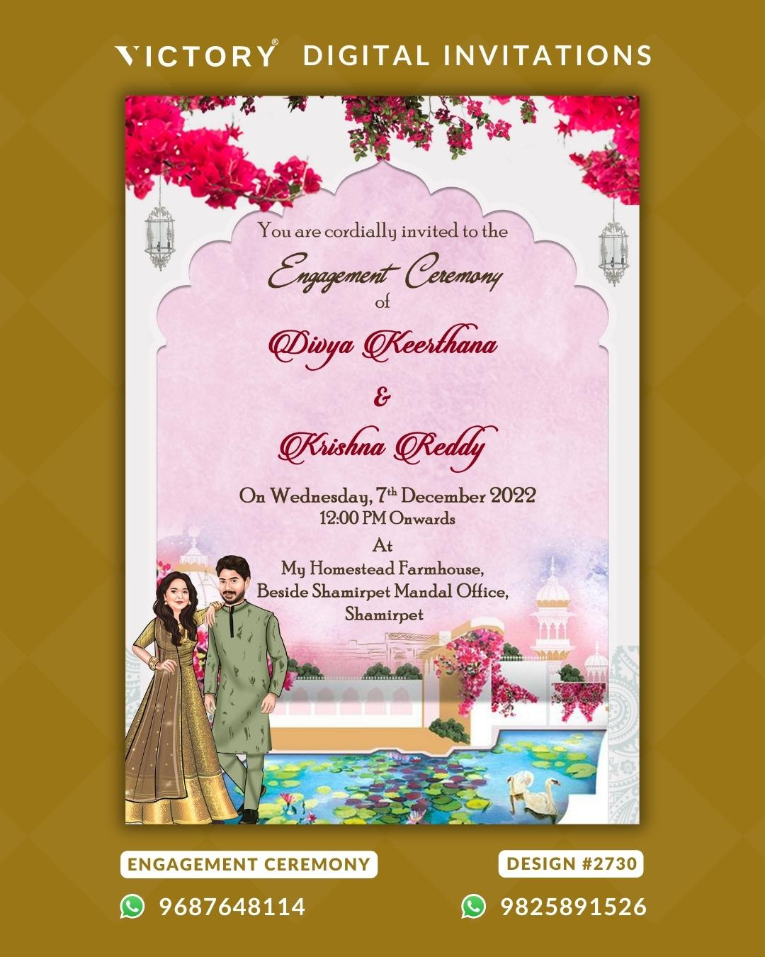 Engagement Invitation with Caricature Design no. 2730 by Victory ...