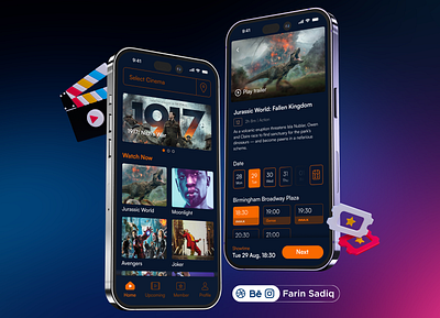 Movie Booking App booking app dark mobile ui mobile app movie app movie booking movie booking app movie ui ticket app ui
