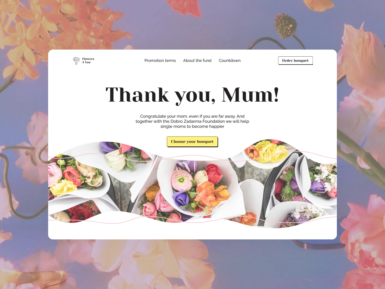 Landing Page for Flower Shop // Special offer // Mother's Day creative design designer illustration landing landing page mothers day pastel special offer ui uiux ux web webdesign website