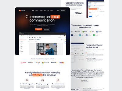 Coca - Cold Email Software agency app company desktop email landing page profile saas software template ui website