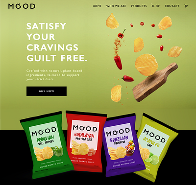Brand Design and Landing Page for Snacks brand - "MOOD" branding design landing page logo logo design mood board moodboard snacks website website design