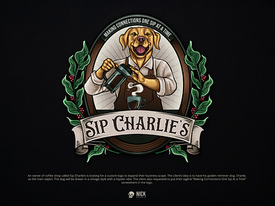 Sip Charlie's Logo branding design graphic design hand drawing hand drawn illustration logo ui vintage vintage logo