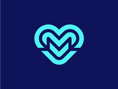 Initial letter M + Love alphabet care charity colaboration community flat happy healthy heart initial logo love lovelogo m medical relationship romance social support
