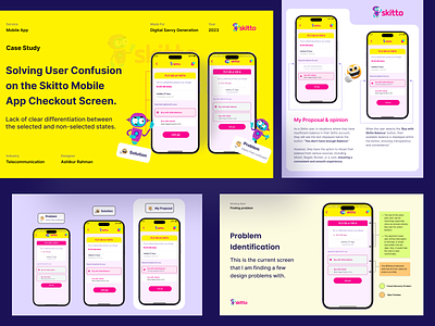 Solving User Confusion on the Skitto Mobile App Checkout Screen. 2023 app case study app design app ux case bad ux button selection ux case study good ux one screen problem solving prototype single problem testing user testing ux case study ux design ux problem