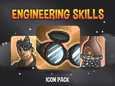 Engineering Skills Icon Pack 2d asset assets fantasy game game assets gamedev icon icons illustration indie indie game magic magical mmorpg rpg skill skills vector