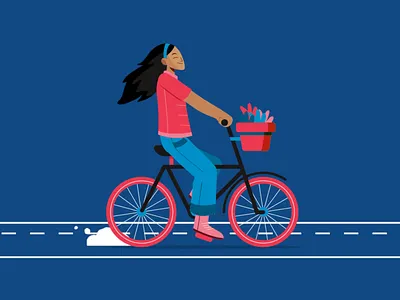 Bicycle 2d animation animation bicycle bike character animation girl illustration motion graphics