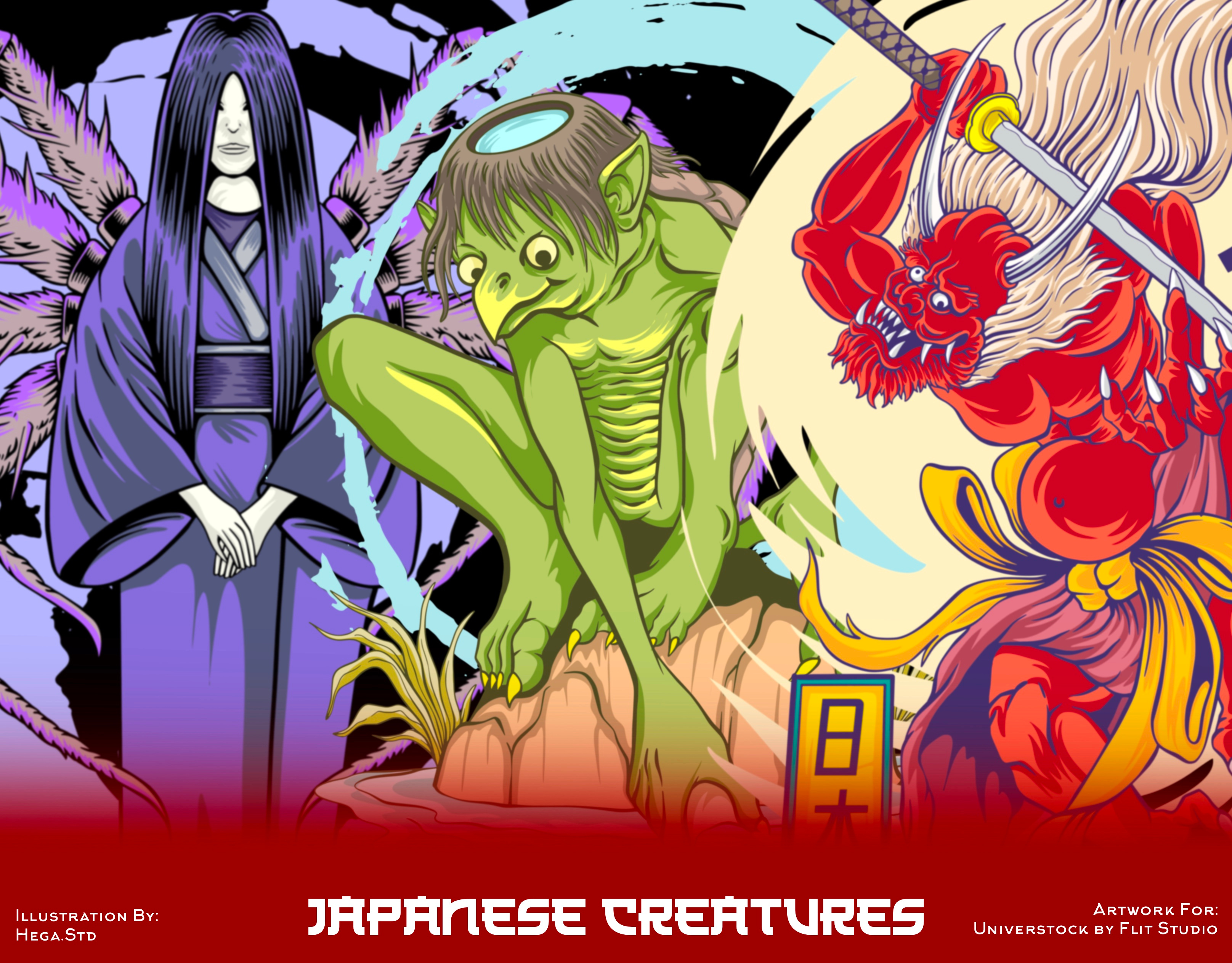 Japanese Creatures Illustration tshirt illustration