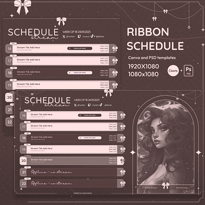 Brown Ribbon Stream Schedule design graphic design stream stream design stream pack stream schedule twitch vtuber