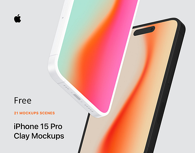 FREE iPhone 15 Pro - 21 Clay Mockups Scenes - PSD apple clay device download free free mockup free psd freebie graphic design iphone 15 iphone 15 pro clay iphone clay mockup logo mock up mockup psd sketch smartphone ui xdr