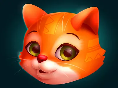 Red cat 2d art animal art casual cat character cute head illustration