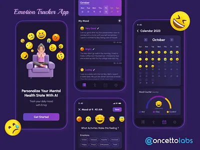 Emotion Tracker App animation emotion tracker app graphic design ui