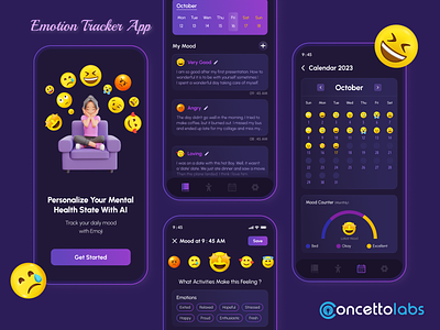 Emotion Tracker App animation emotion tracker app graphic design ui